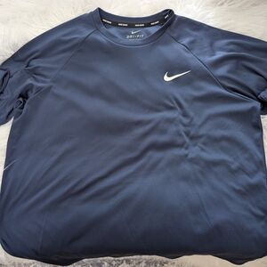 Nike Dri-FIT Dark Blue Shirt with White Swoosh